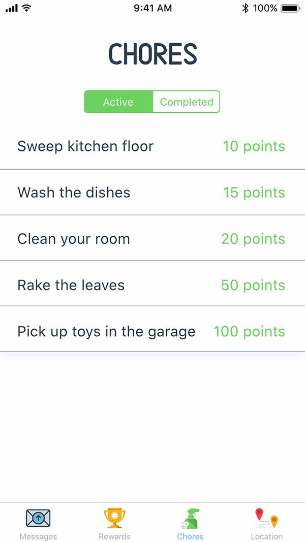 Chores screen