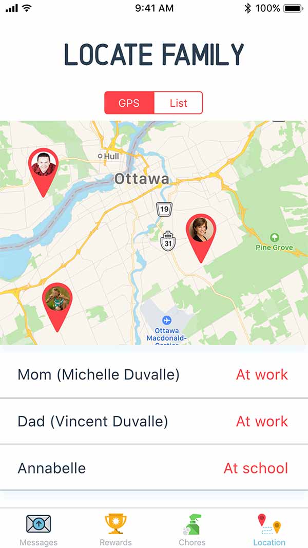 Locate family screen